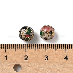 Vintage Handmade Round with Flower Pattern Cloisonne Beads&nbsp;CLB-XCP0001-01