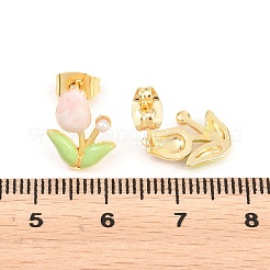 Flower Brass Enamel Stud Earrings&nbsp;LS-EJEW-T051-08B