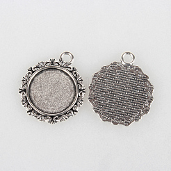 Tibetan Style Alloy Pendant Cabochon Settings&nbsp;TIBEP-N003-49AS