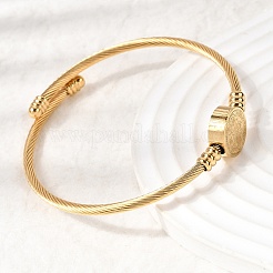 Twisted 304 Stainless Steel Cuff Bangles for Women&nbsp;BJEW-P387-01G