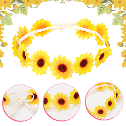2Pcs Cloth Small Sunflowe Wreath Headband&nbsp;OHAR-CP0001-20A