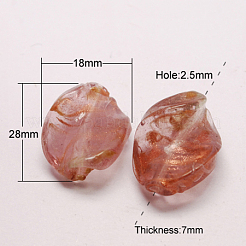 Handmade Gold Sand Lampwork Beads&nbsp;LAMP-S029-28x18mm-M