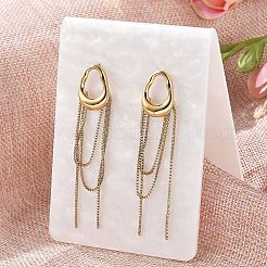 304 Stainless Steel Oval Tassel Stud Earrings&nbsp;EJEW-C132-01G