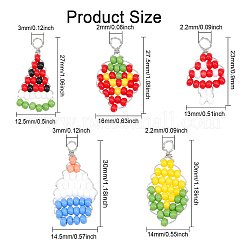 30Pcs 5 Styles Baking Paint Glass Seed Beaded Pendants&nbsp;FIND-CA0006-25