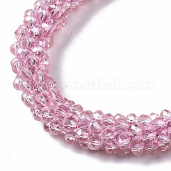 Faceted Transparent Glass Beads Stretch Bracelets&nbsp;BJEW-S144-002C-05