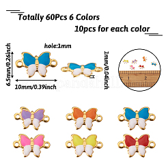 60Pcs 6 Colors 304 Stainless Steel Enamel Links Connectors&nbsp;STAS-CW0001-04