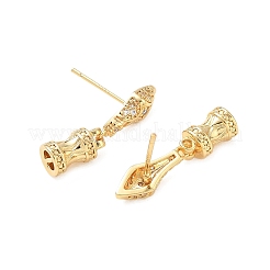 Brass Pave Cubic Zirconia Stud Earring Findings&nbsp;KK-C172-08G