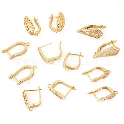 6 Styles Brass Micro Pave Clear Cubic Zirconia Hoop Earring Findings&nbsp;KK-TA0002-87