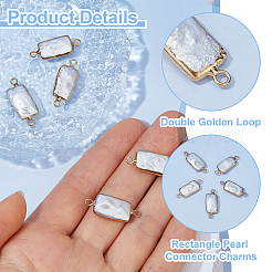 5Pcs Natural Freshwater Pearl Keshi Pearl Rectangle Links Connector Charms&nbsp;FIND-HS0002-63