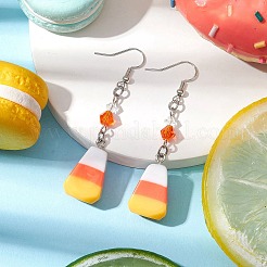 Candy Corn Resin & Glass Dangle Earrings&nbsp;EJEW-JE05862