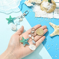 2Pcs ABS Plastic Imitation Pearl & Resin & Synthetic Turquoise Pendant Decorations&nbsp;HJEW-YW00474