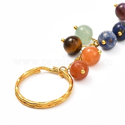 Natural Mixed stone with Evil Eye Lampwork Keychain&nbsp;KEYC-JKC00270-02