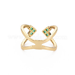 Criss Cross Clear Cubic Zirconia Cuff Ring&nbsp;RJEW-T016-36G-01