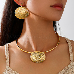 Zinc Alloy Oval Shape Stud Earrings & Pendant Necklaces Sets&nbsp;WG31BC9-01