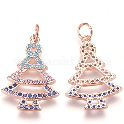 Brass Micro Pave Cubic Zirconia Pendants&nbsp;ZIRC-F086-02RG