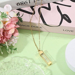 1Pc Glass Hourglass Rectangle Pet Memorial Keepsake Urn Ashes Pendant Necklaces&nbsp;NJEW-CA0001-27G