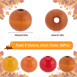 120Pcs 4 Colors Painted Natural Wood Beads&nbsp;WOOD-SP0001-11A