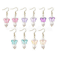 Glass & Shell Pearl & 304 Stainless Steel Dangle Earrings&nbsp;EJEW-JE07363