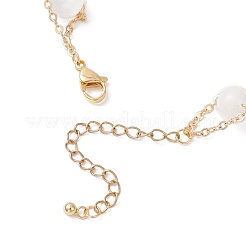 Natural Moonstone Round Beads Link Bracelets for Women&nbsp;BJEW-JB12149-01