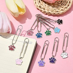 Dog Paw Print Alloy Enamel Pendant Bookmarks&nbsp;AJEW-JK00304