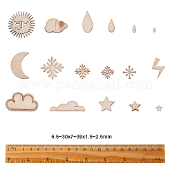 100Pcs Weather Theme Wooden Cabochons&nbsp;WOOD-CJ0001-33