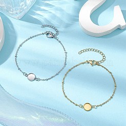2Pcs 2 Colors 304 Stainless Steel Round Cabochon Setting Bracelets&nbsp;BJEW-JB11092