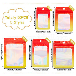 50Pcs 5 Styles Rectangle Glitter Holographic PVC Resealable Packaging Bags&nbsp;ABAG-TA0001-91