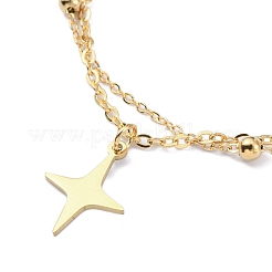 304 Stainless Steel Cable & Satellite Chains Double Layer Multi-strand Bracelet&nbsp;BJEW-E092-03G
