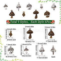 54Pcs 9 Style Tibetan Style Alloy Pendants&nbsp;FIND-SC0003-53
