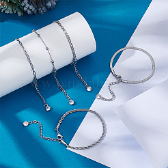 5Pcs 5 Styles Stainless Steel Chain Bracelets&nbsp;BJEW-UN0001-79