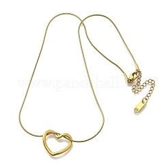 201 Stainless Steel Hollow Heart Pendant Snake Chain Necklaces for Women&nbsp;NJEW-B124-03G