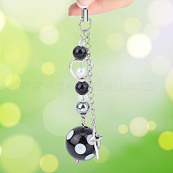 Alloy & Iron & Acrylic Bead Mobile Straps&nbsp;HJEW-AB00625