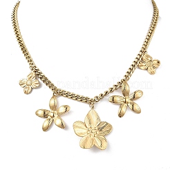 304 Stainless Steel Flower Pendant Bib Necklaces for Women&nbsp;NJEW-A063-02G