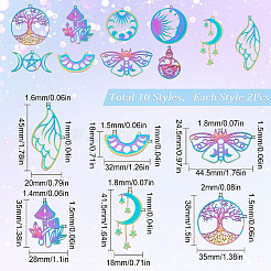 20Pcs 10 Style Ion Plating(IP) 201 & 304 Stainless Steel Pendant Links Charms&nbsp;STAS-SC0004-73