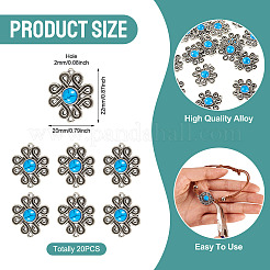 Tibetan Style Alloy with Resin Imitation Turquoise Connector Charms&nbsp;FIND-TAC0035-47AS-05