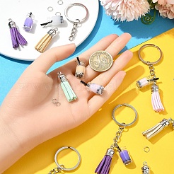 DIY Iron & Glass Bottle with Faux Suede Tassel Pendant Keychain Making Kits&nbsp;DIY-YW0009-99