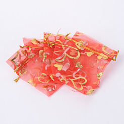 Heart Printed Organza Bags&nbsp;OP-R022-7x9-07