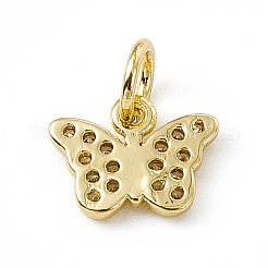 Brass Micro Pave Clear Cubic Zirconia Butterfly Charms&nbsp;ZIRC-F132-43G