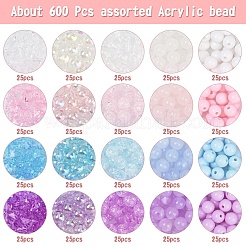 600Pcs 24 Styles Mixed Styles Acrylic Beads&nbsp;MACR-YW0003-45