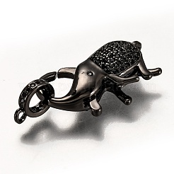 Brass Micro Pave Black Cubic Zirconia Lobster Claw Clasps&nbsp;ZIRC-I052-05EB