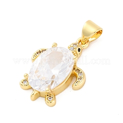 Brass Micro Pave Clear Cubic Zirconia Pendants&nbsp;KK-S510-27G