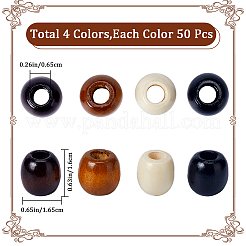 200Pcs 4 Colors Natural Wood Beads&nbsp;WOOD-GF0002-03