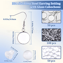 DIY Blank Dome 304 Stainless Steel Dangle Earring Making Kit&nbsp;DIY-SP0001-08C-P