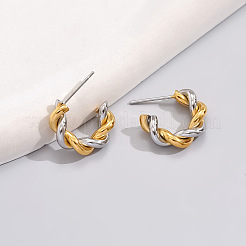 Two Tone Twist C-Shaped 316L Surgical Stainless Steel Stud Earrings&nbsp;FS-WG8645D-03