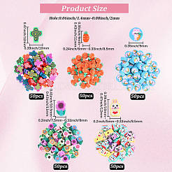 250Pcs 5 Styles Handmade Polymer Clay Beads&nbsp;CLAY-PA0001-40