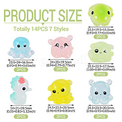 14Pcs 7 Styles Luminous Resin Animal Display Ornaments&nbsp;DJEW-TAD0001-01