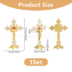 Religion Alloy Enamel Crucifix Cross Statue Display Decorations&nbsp;DJEW-WH0043-105C