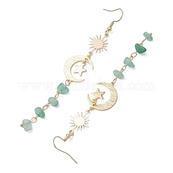 Natural Mixed Stone Moon Dangle Earrings&nbsp;EJEW-JE06052