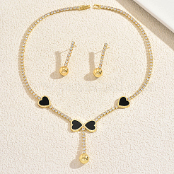 Heart-shaped Brass Cubic Zirconia Necklaces & Earrings Sets for Women&nbsp;UE8340
