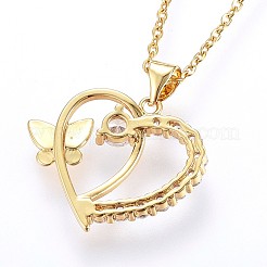 Brass Micro Pave Cubic Zirconia Pendant Necklaces&nbsp;NJEW-H486-23G